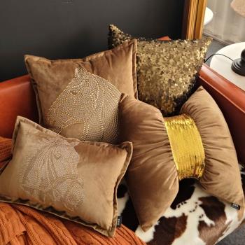 輕奢棕歐式美式客廳沙發抱枕靠墊含芯臥室床頭汽車靠包腰枕套含芯