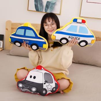 卡通小汽車模型玩偶抱枕交通工具毛絨玩具兒童飛機警車挖掘機公仔