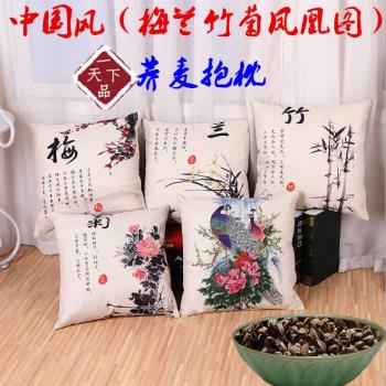 蕎麥抱枕靠墊辦公室腰背床頭汽車沙發座蕎麥皮護腰墊含芯套北歐
