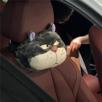 卡通可愛壞貓咪汽車頭枕靠枕護頸枕靠墊抱枕腰靠車飾用品通用萌