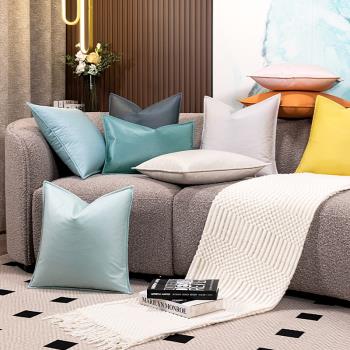 現代簡約純色沙發抱枕靠墊客廳科技布床頭大靠背汽車腰靠含芯枕套