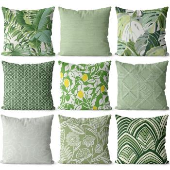 北歐綠色植物葉子圖案棉麻抱枕沙發靠墊床頭大靠背汽車腰枕午休枕