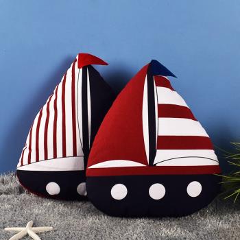 地中海風格純棉船型抱枕靠墊飄窗汽車沙發裝飾品兒童房樣板房陳列