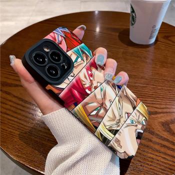 技芝 ins卡通適用IPhone13/12promax蘋果11 14手機殼16皮質xsmax男女X/XS全包8Plus高階矽膠套軟七龍珠賽亞人
