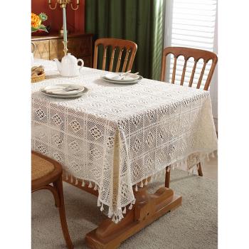 美式復古蕾絲桌布輕奢長方形餐桌墊布法式田園風茶幾布小圓桌蓋巾