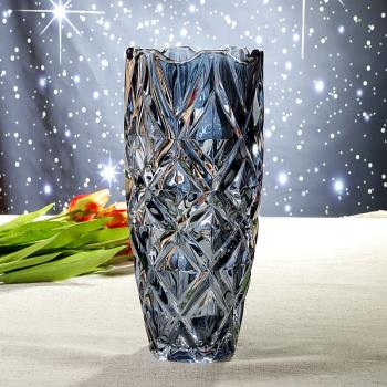 輕奢創意歐式客廳水晶玻璃餐桌上擺放的高級感插花花瓶藍色擺件