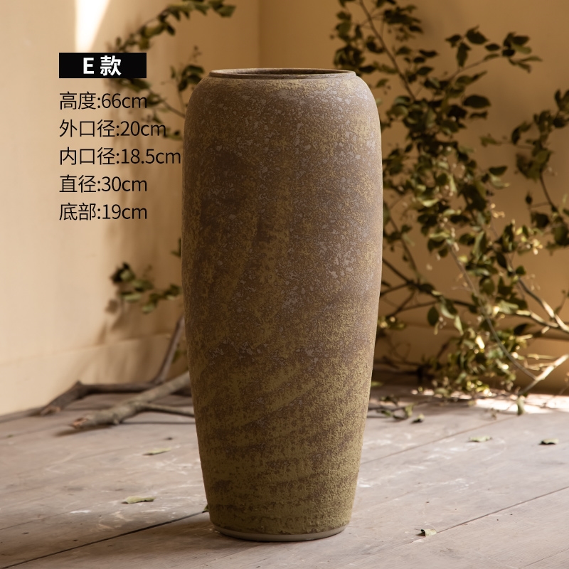侘寂風手工粗陶花器多肉陶罐陶藝干花裝飾擺件花瓶復古茶室禪意瓶|花器