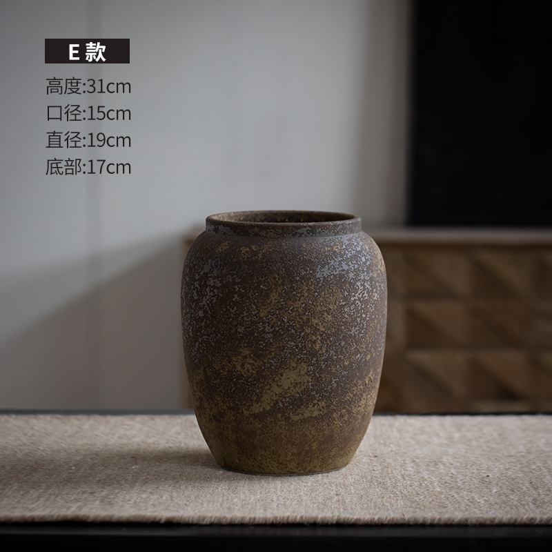 侘寂風手工粗陶花器多肉陶罐陶藝干花裝飾擺件花瓶復古茶室禪意瓶|花器