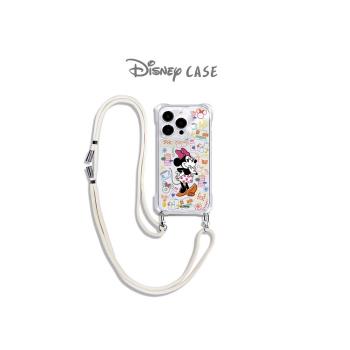 【Disney正版】適用iphone14pro手機殼米妮迪士尼14promax斜挎背帶掛繩12全包女款蘋果13鏈條透明防摔11矽膠