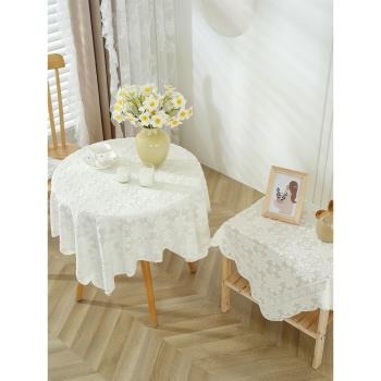 白色蕾絲桌布ins復古圓桌正方形臺布茶幾床頭柜沙發冰箱防塵蓋布
