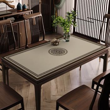 新中式皮革餐桌墊防水防油免洗7408簡約茶桌墊布桌面保護墊桌布