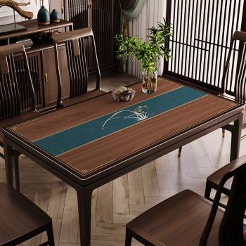 新中式皮革餐桌墊防水防油免洗木紋桌布中國風茶桌墊布茶幾臺布