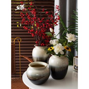 景德鎮新中式陶瓷家居花瓶擺件套裝 現代簡約玄關電視柜客廳裝飾