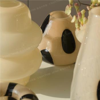 uwhytime黑點凹凸中古風花瓶玻璃瑞典設計ins藝術花器家居軟裝