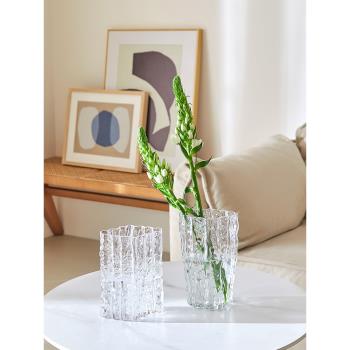 網紅ins風透明冰川玻璃花瓶擺件北歐客廳輕奢高級感插花水養鮮花