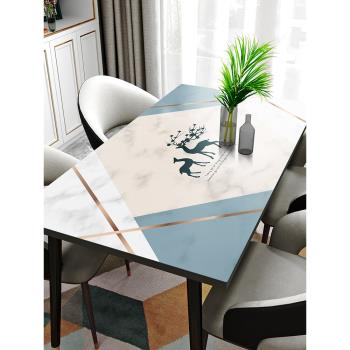 Q彈硅膠桌墊輕奢大理石紋防水防油防燙免洗家用長方形茶幾餐桌布