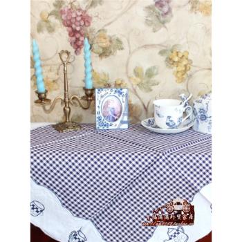 外貿出口原單歐式北歐全棉格刺繡繡花客廳床頭柜餐廳廚房蓋巾桌布