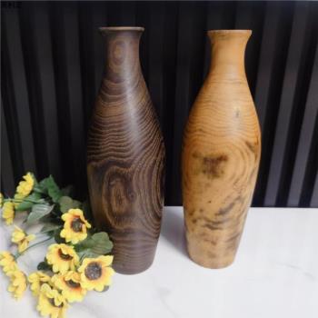 實木花瓶花器擺件插花復古客廳餐桌裝飾手工木質工藝品拍照道具