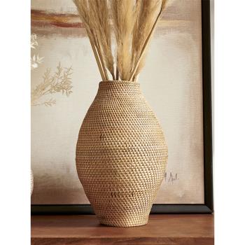 藤爾 藤編品質創意藝術感花瓶花器侘寂藝術日式美式藤器玄關裝飾