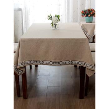 環保客廳茶幾布中式家用長方形桌布布藝酒店臺布正方形棉麻餐桌布