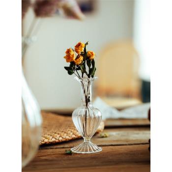 花時間《雨巷》小清新輕薄迷你桌面擺件玻璃花瓶單支鮮花水培花器