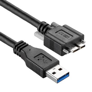 USB3.0轉MicroB數據線帶螺絲手機工業相機硬盤盒高速掃描儀連接線直頭a公對m移動硬盤轉接線可鎖充電線纜