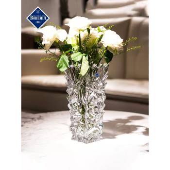 捷克進口BOHEMIA水晶玻璃花瓶歐式客廳家用插花瓶百合花富貴竹瓶