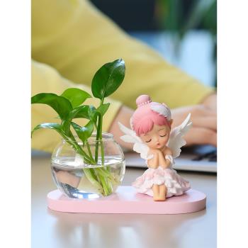 創意萌趣女孩水培花盆花瓶玻璃綠蘿水養植物容器創意瓷器桌面擺件