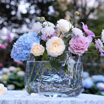 包包花瓶水晶料透明錘紋手工制作鮮切花水培異形花器家居裝飾擺件