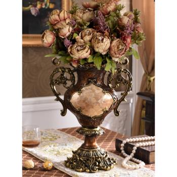 歐式奢華仿真花瓶擺件客廳電視柜餐桌干花插花美式中式復古裝飾品