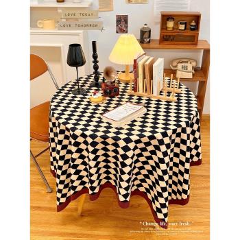 棋盤格桌布ins風簡約高級感學生書桌裝飾搭配布餐桌客廳茶幾桌墊