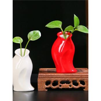 新中式陶瓷小花瓶創意水培植物客廳插花電視櫃家居書房裝飾品擺件