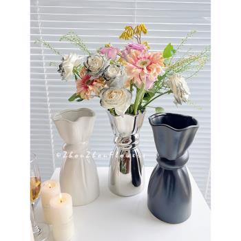 高階感小眾創意輕奢花瓶陶瓷ins風客廳乾花插花裝飾餐桌擺件家居