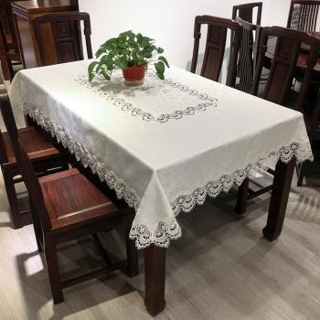 布藝桌布現代簡約輕奢風餐桌布新中式長方形方桌布茶幾布高檔蕾絲