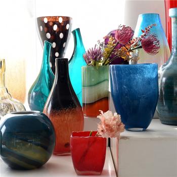 每周一三五10點上新 /簡約創意歐式彩色玻璃花瓶家居裝飾桌面擺件