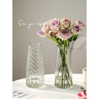 高級感花瓶擺件北歐ins風透明水養插花瓶T形民宿花器客廳餐桌裝飾
