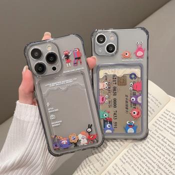 適用iphone16pro手機殼帶卡包15放小卡蘋果13氣囊軟殼12帶卡套plus插卡一體11卡夾apple可放門禁卡裝卡片矽膠
