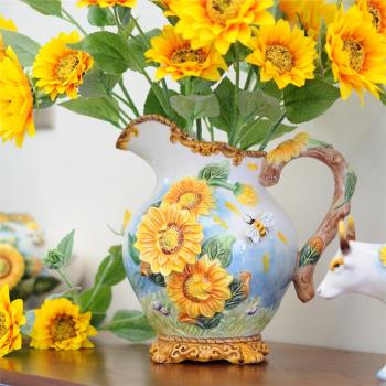 太陽花向日葵陶瓷花瓶水罐花器電視柜玄關茶幾擺件結婚閨蜜禮品