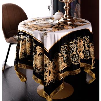 歐式輕奢麗絲絨家用桌布方形餐桌臺布圓桌電視柜茶幾防滑隔臟蓋巾