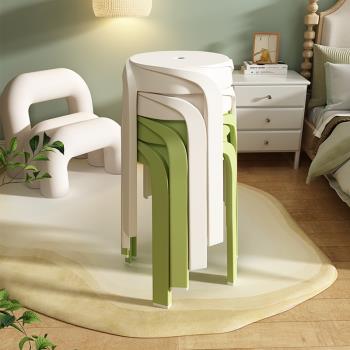 家用風車塑料凳子加厚可摞疊放圓凳創意客廳餐桌椅子高凳簡約膠凳