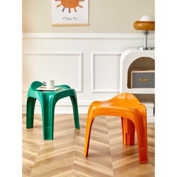 北歐中古凳子門口換鞋凳現代創意矮凳網紅ins客廳塑料可疊放凳子