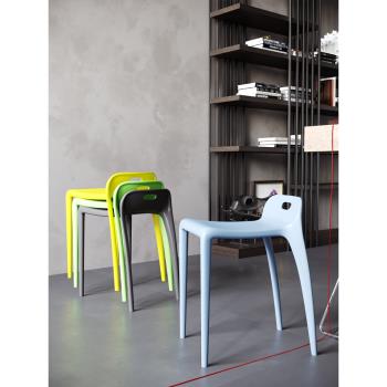 塑料凳子加厚可疊放椅子客廳方凳現代簡約高凳家用餐廳餐椅高餐桌
