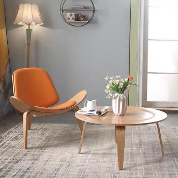 輕奢單人異形實木椅現代簡約北歐設計客廳臥室創意ins休閑微笑椅