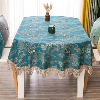 現代簡約布藝餐桌布家用橢圓形桌布長方形客廳茶幾臺布北歐風桌布