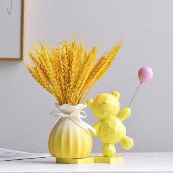 滿天星乾花藝陶瓷小花瓶ins風輕奢擺件客廳插花電視櫃桌面裝飾品