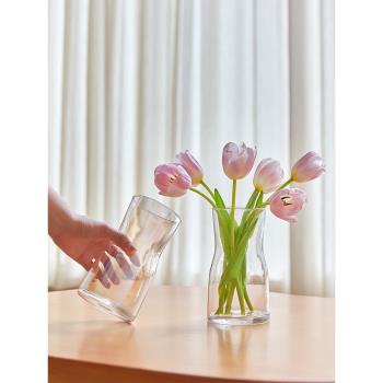 北歐創意簡約小號七彩玻璃花瓶擺件客廳插花網紅輕奢ins水養鮮花