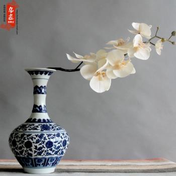 景德鎮青花瓷花瓶擺件窄口陶瓷器家居客廳裝飾鮮花插花水養博古架