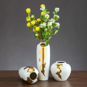 美式輕奢華陶瓷大花瓶擺件客廳插花餐桌電視柜家居樣板房軟裝飾品