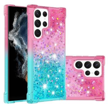 漸變閃粉流沙殼適用三星s23手機殼s22/s23+矽膠防摔s23ultra保護套s21+/s22ultra時尚女s21ultra/s21FE