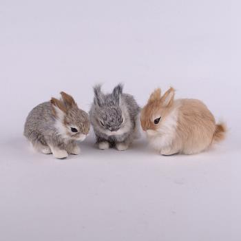 仿真兔子擺件可愛萌兔兔家居裝飾品動物模型毛絨玩具公仔生日禮物